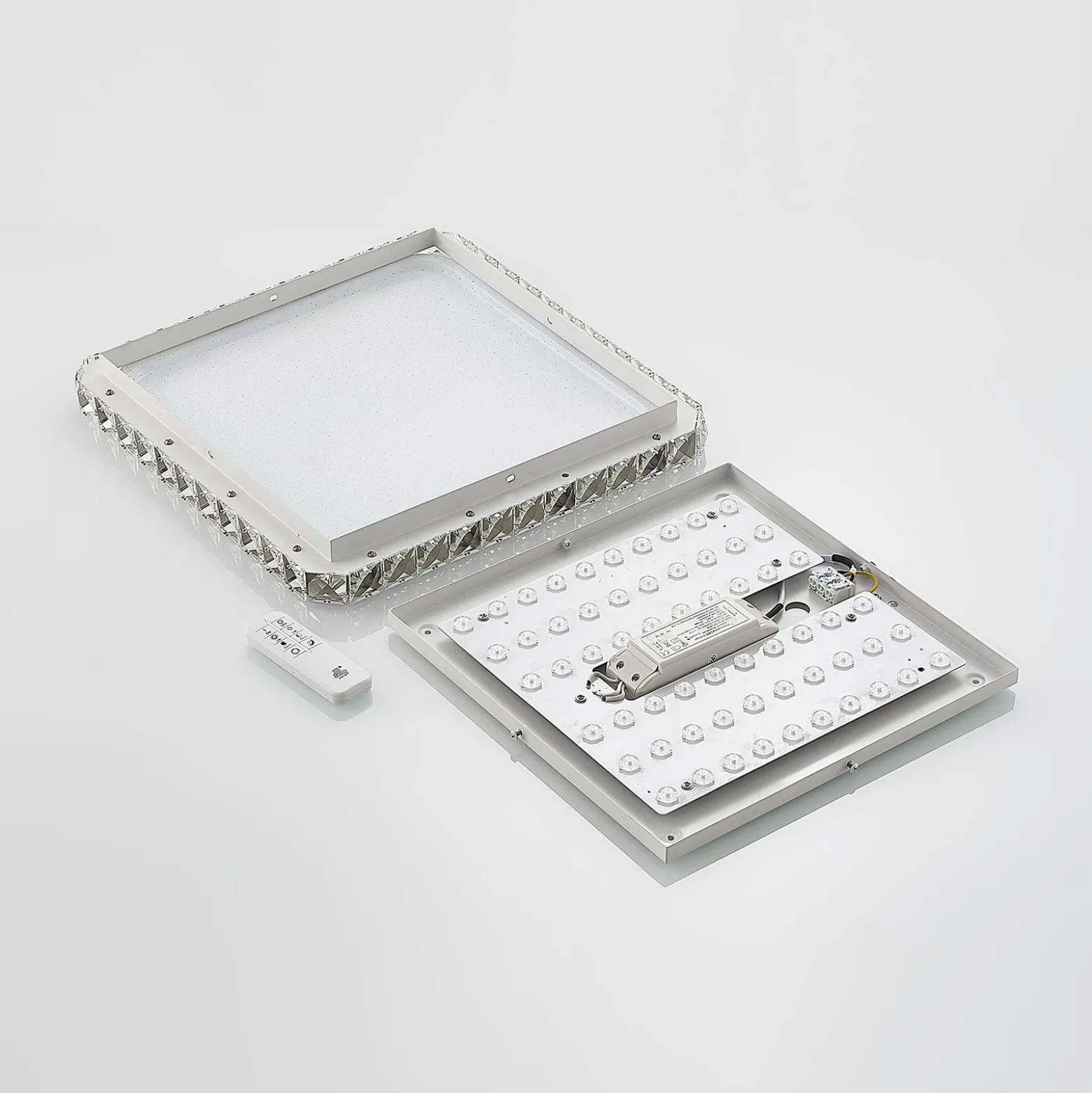 Lámpara LED de techo Lindby Lorand, cristales, CCT, control remoto