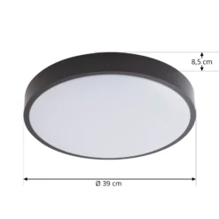 Lámpara LED de techo Lindby Medon, Ø 38 cm, negra, IP44, metal