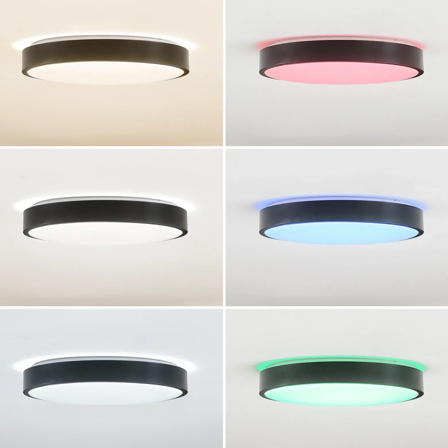 Lámpara LED de techo Lindby Smart Innes negro 38 cm RGB CCT Tuya