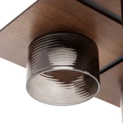 Lámpara LED de techo Lucande Eiko, 42 cm, nogal/gris ahumado, cristal