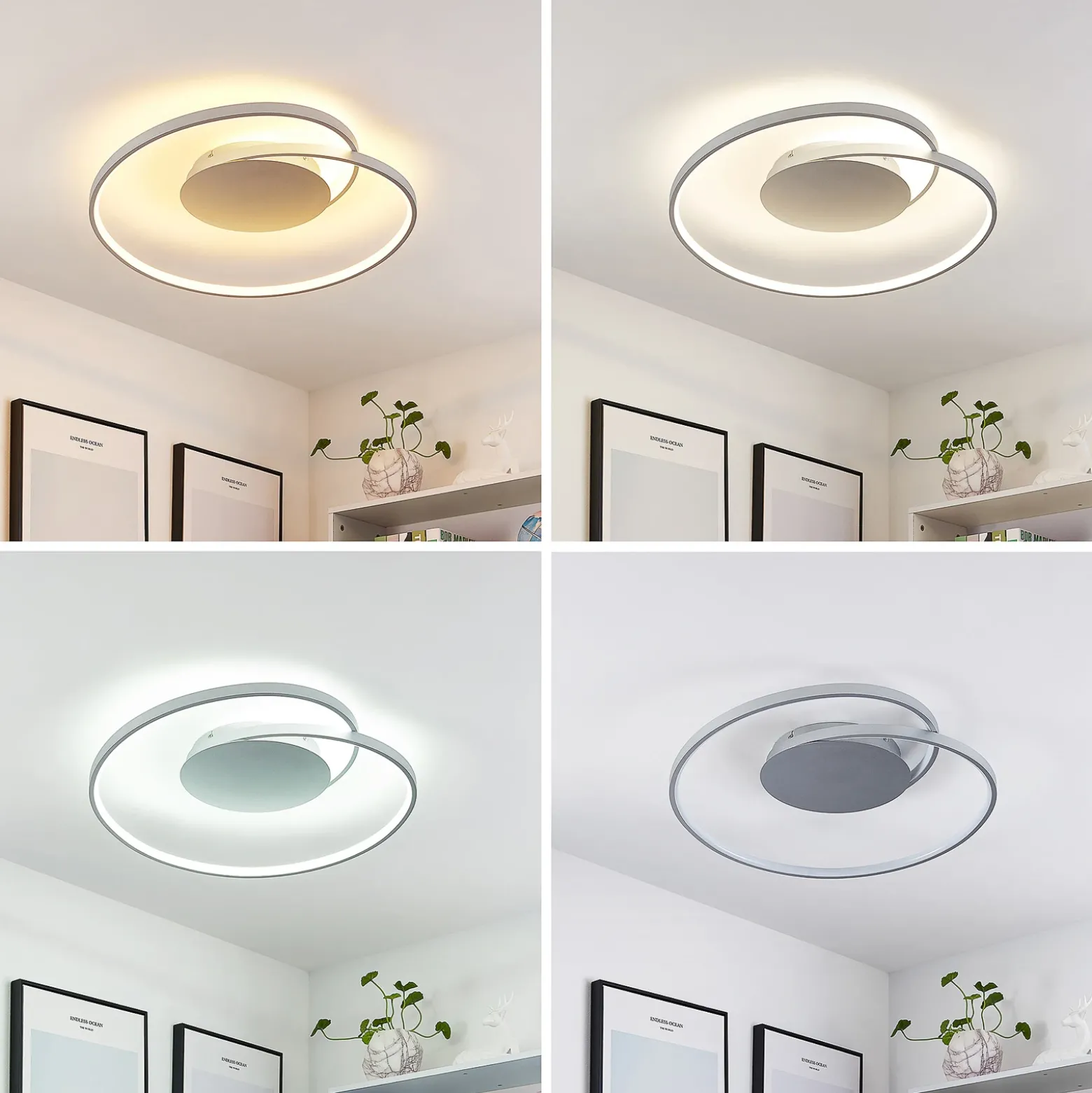 Lámpara LED de techo Lucande Enesa, 63 cm, CCT, control remoto, atenuable