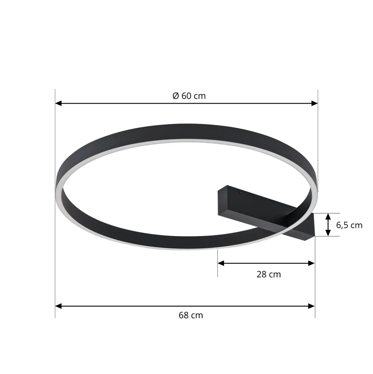 Lámpara LED de techo Lucande Isalin, 60 cm, negro, CCT, atenuable
