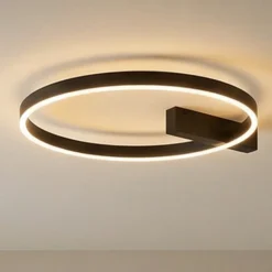 Lámpara LED de techo Lucande Isalin, 60 cm, negro, CCT, atenuable