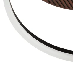 Lámpara LED de techo Lucande Orven, negro/madera, Ø50 cm, atenuable
