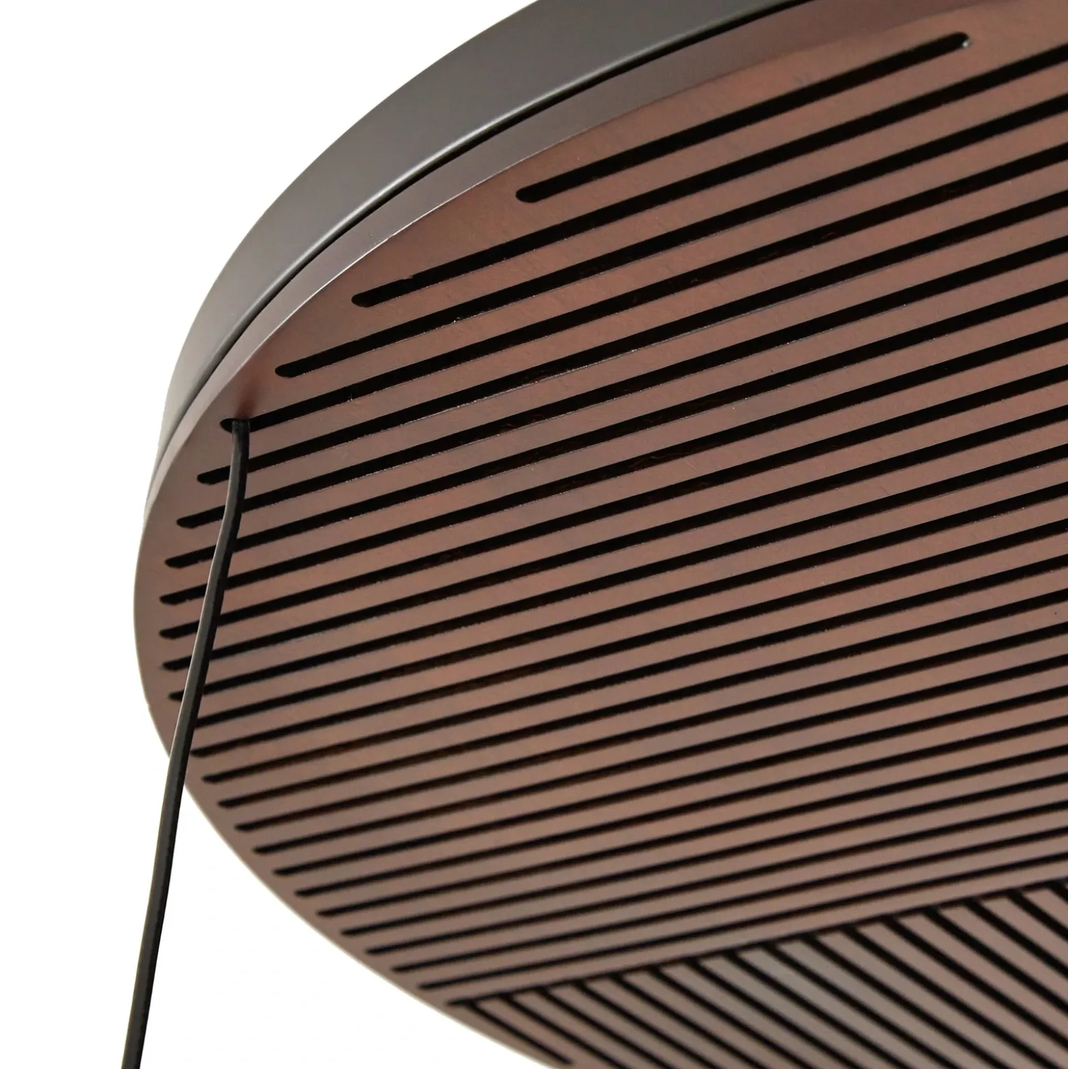 Lámpara LED de techo Lucande Orven, negro/madera, Ø50 cm, atenuable