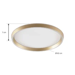 Lámpara LED de techo Lucande Rylan, latón, Ø 62 cm, atenuable (CCT)