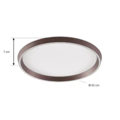 Lámpara LED de techo Lucande Rylan, marrón, Ø 62 cm, atenuable, CCT