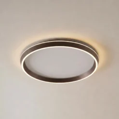 Lámpara LED de techo Lucande Rylan, marrón, Ø 62 cm, atenuable, CCT