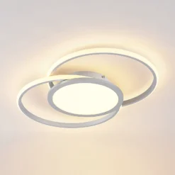 Lámpara LED de techo Lucande Senne, 63 cm, plata, aluminio