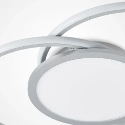 Lámpara LED de techo Lucande Senne, 63 cm, plata, aluminio