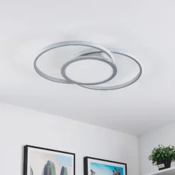 Lámpara LED de techo Lucande Senne, 63 cm, plata, aluminio
