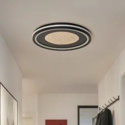 Lámpara LED de techo Lucande Tillian, negro/dorado, 50 cm, atenuable