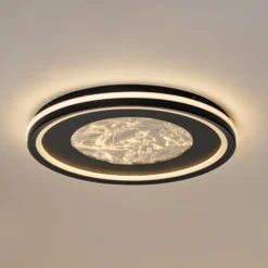 Lámpara LED de techo Lucande Tillian, negro/dorado, 50 cm, atenuable