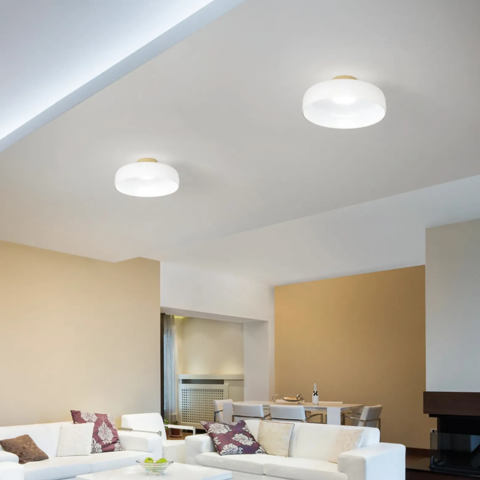 Lámpara LED de techo Lunar, blanca, cristal, Ø 42 cm, CCT, atenuable