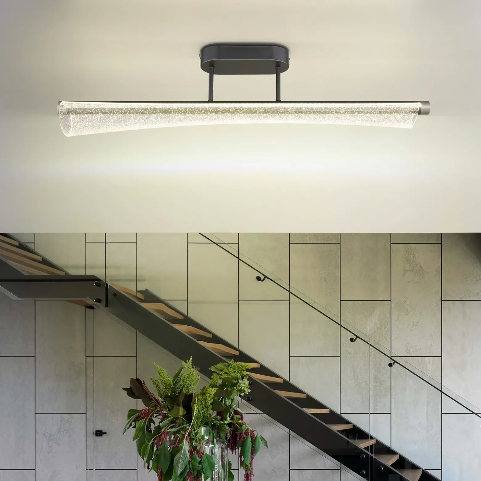 Lámpara LED de techo Malinda, transparente/antracita, 81 cm de largo, CCT