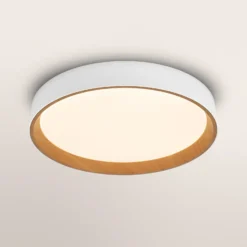 Lámpara LED de techo ORBIS LARIOS de OSRAM, blanco/madera, Ø 49 cm, atenuable