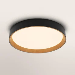 Lámpara LED de techo ORBIS LARIOS de OSRAM, negro/madera, Ø 49 cm, atenuable