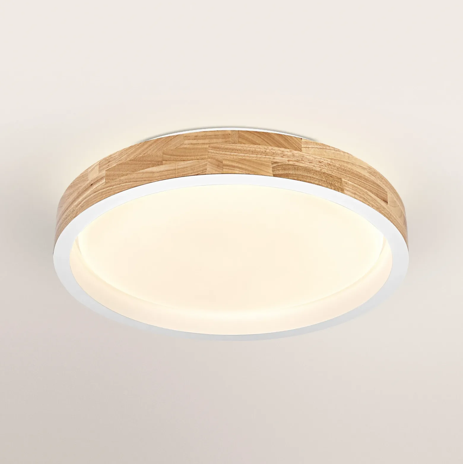 Lámpara LED de techo ORBIS MARIANO de OSRAM, madera/blanco, Ø 41 cm, atenuable