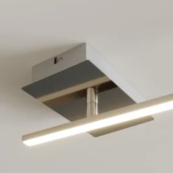 Lámpara LED de techo orientable Indira, atenuable, níquel