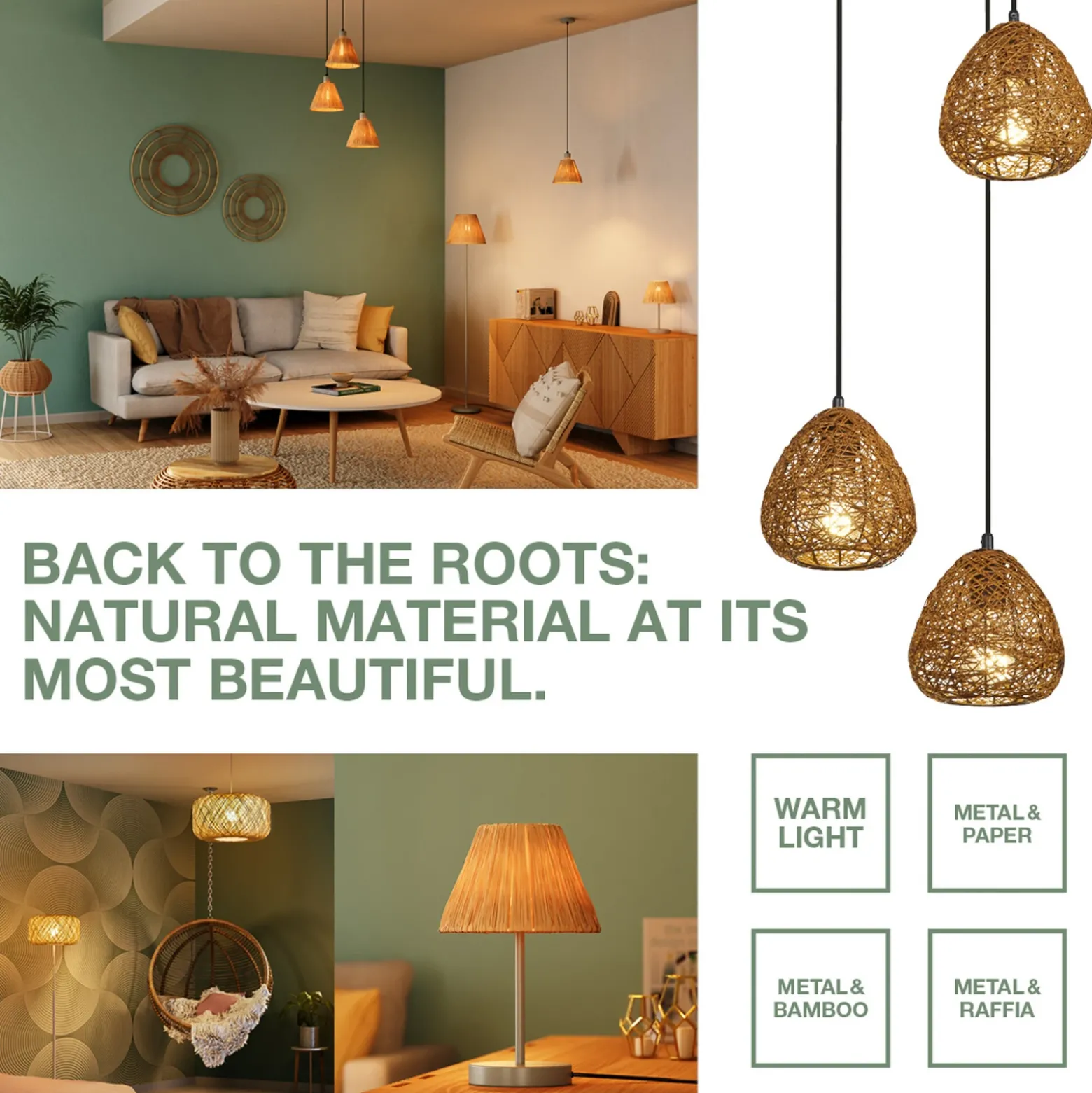 Lámpara LED de techo OSRAM Decor Bamboo Paper, Ø 50 cm, bambú