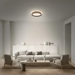 Lámpara LED de techo OSRAM ORBIS MARIANO, madera/negro, Ø 41 cm, atenuable