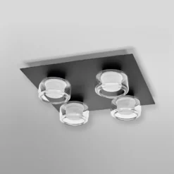 Lámpara LED de techo OSRAM ORBIS FLAME, negra, 4 luces, CCT IP44