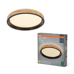 Lámpara LED de techo OSRAM ORBIS MARIANO, madera/negro, Ø 51 cm, atenuable