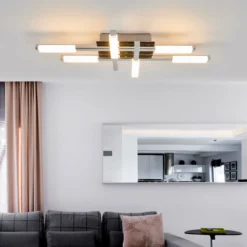 Lámpara LED de techo Patrik de Lindby, 62 cm, 6 luces, cromo, IP44