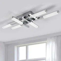 Lámpara LED de techo Patrik de Lindby, 62 cm, 6 luces, cromo, IP44
