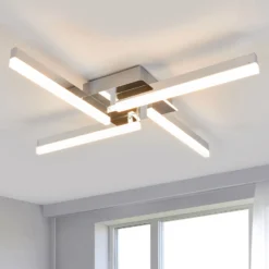 Lámpara LED de techo Patrik de Lindby, 59 cm, 4 luces, cromo, IP44