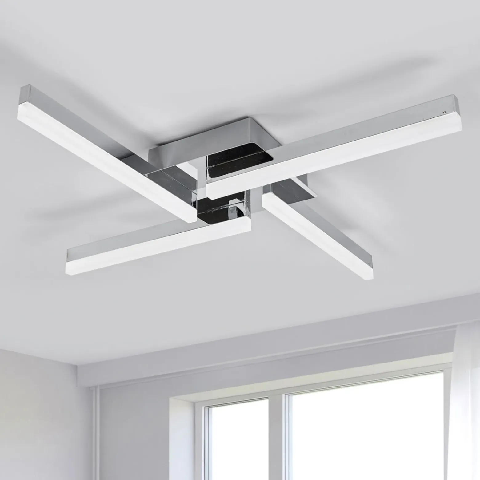 Lámpara LED de techo Patrik de Lindby, 59 cm, 4 luces, cromo, IP44