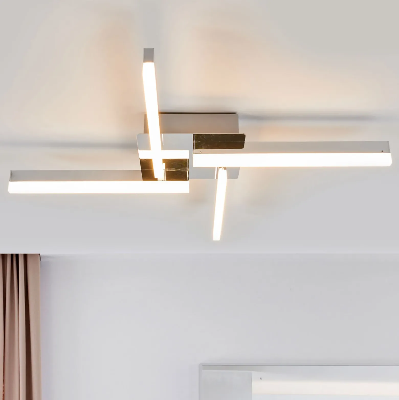 Lámpara LED de techo Patrik de Lindby, 59 cm, 4 luces, cromo, IP44
