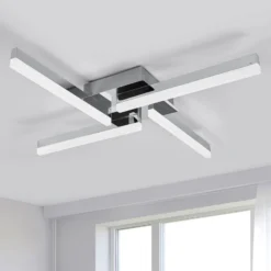Lámpara LED de techo Patrik de Lindby, 59 cm, 4 luces, cromo, IP44
