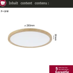 lámpara LED de techo Paulmann Atria Shine Ø29cm roble IP44 3.000K