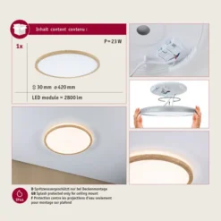 lámpara LED de techo Paulmann Atria Shine Ø42 cm roble IP44 3000 K