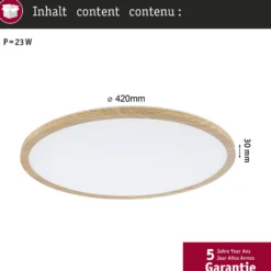 lámpara LED de techo Paulmann Atria Shine Ø42 cm roble IP44 3000 K