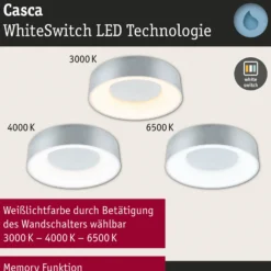 Lámpara LED de techo Paulmann HomeSpa Casca Ø40cm, blanco/aluminio, IP44