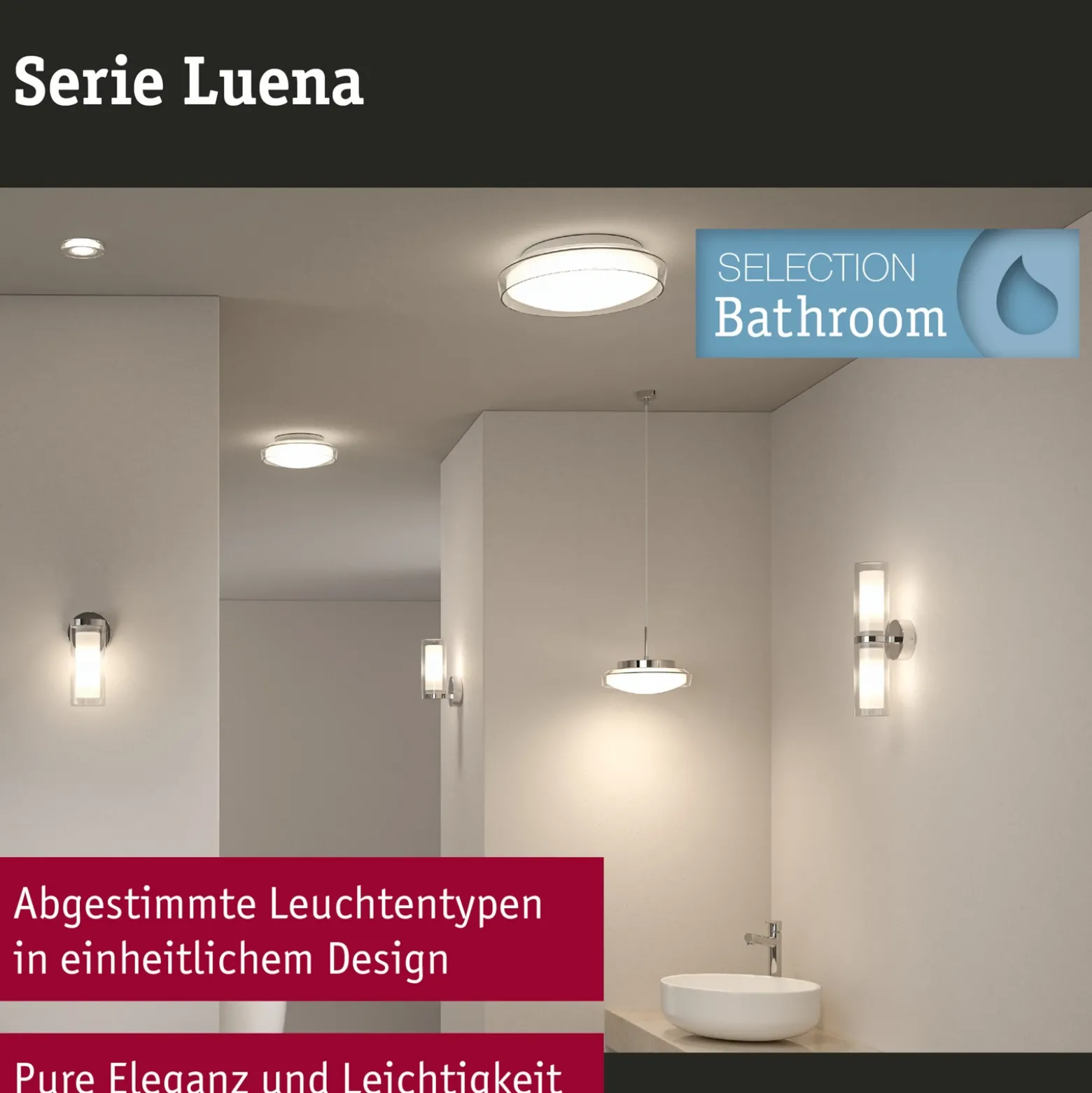 Lámpara LED de techo Paulmann Luena, IP44, cromada, Ø 35 cm