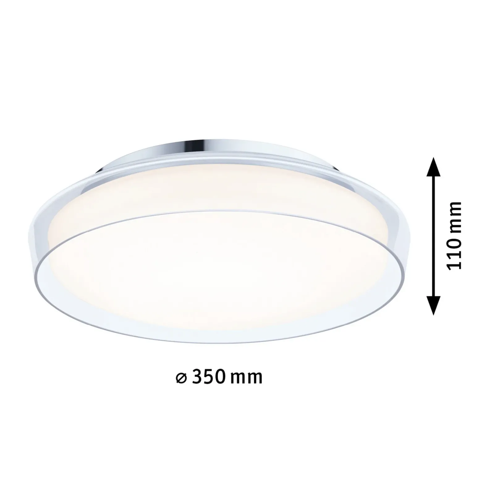Lámpara LED de techo Paulmann Luena, IP44, cromada, Ø 35 cm