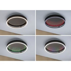 Lámpara LED de techo Paulmann Spaceglow One, negra, Ø 39 cm, RGBW
