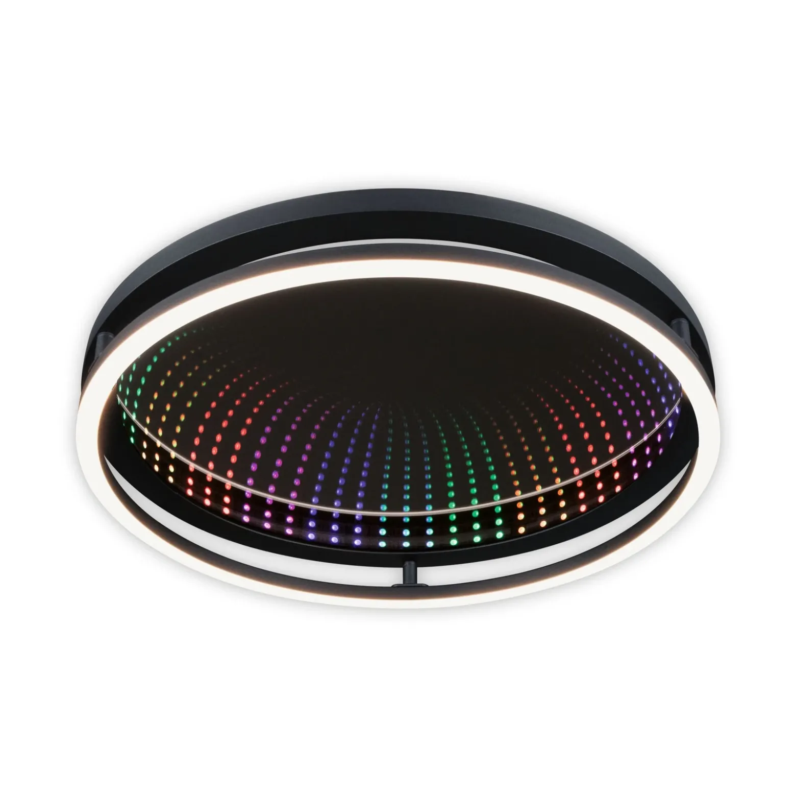 Lámpara LED de techo Paulmann Spaceglow One, negra, Ø 39 cm, RGBW