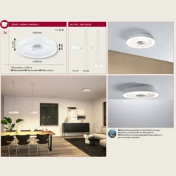 lámpara LED de techo Paulmann Volea, blanco/plata Ø 32 cm IP44 atenuable