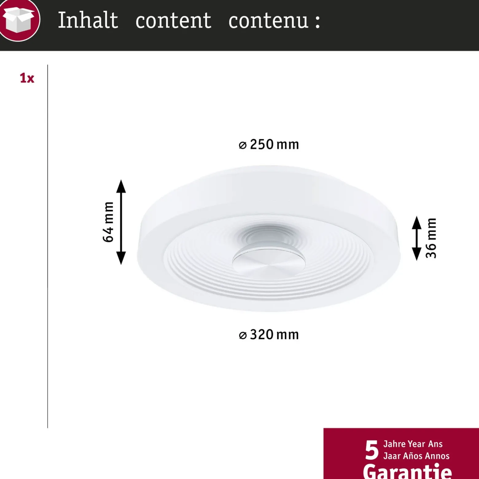 lámpara LED de techo Paulmann Volea, blanco/plata Ø 32 cm IP44 atenuable