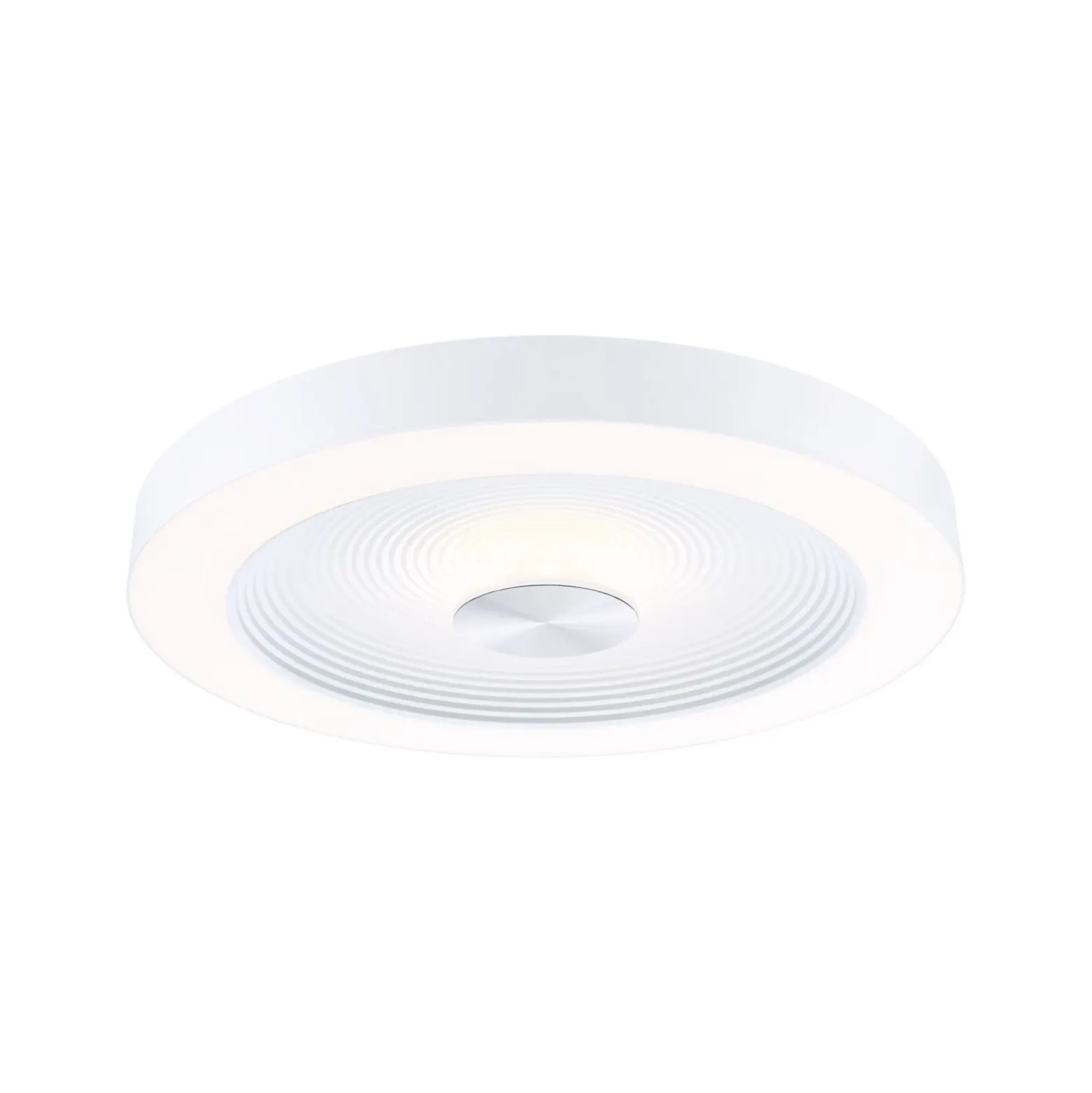 lámpara LED de techo Paulmann Volea, blanco/plata Ø 40 cm IP44 atenuable