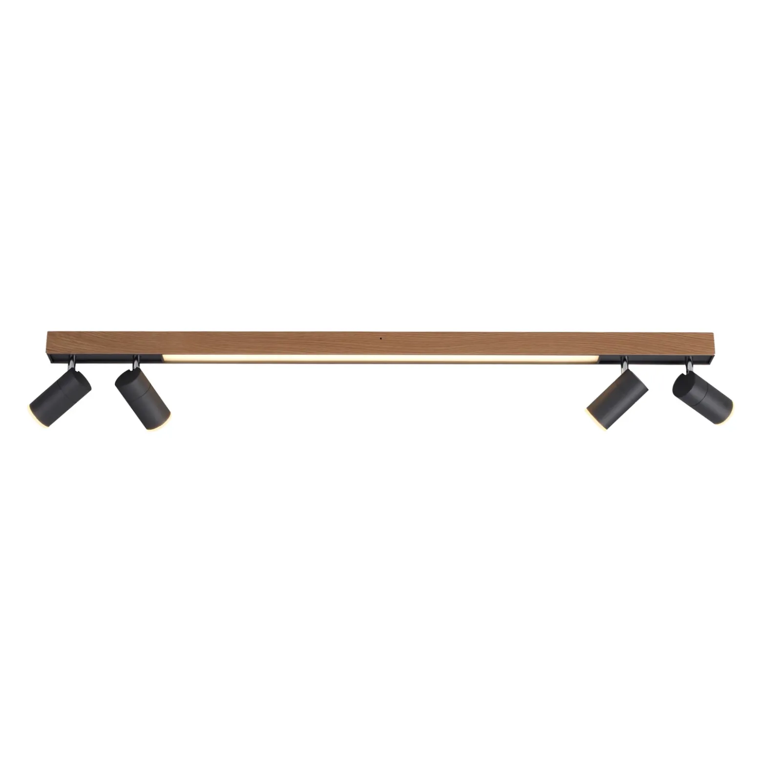 Lámpara LED de techo PURE Lines, 120 cm, negra, madera, control remoto