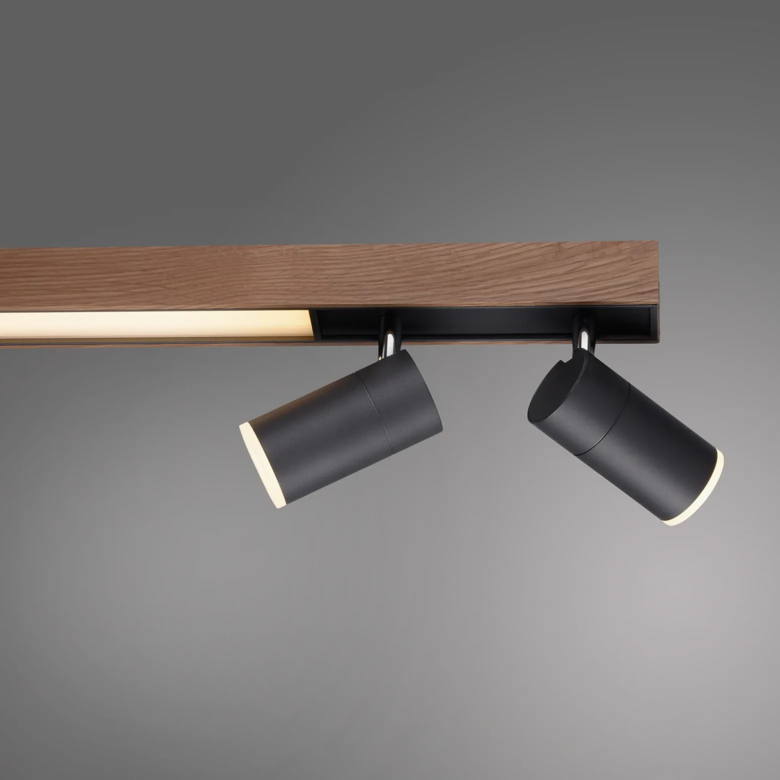 Lámpara LED de techo PURE Lines, 120 cm, negra, madera, control remoto