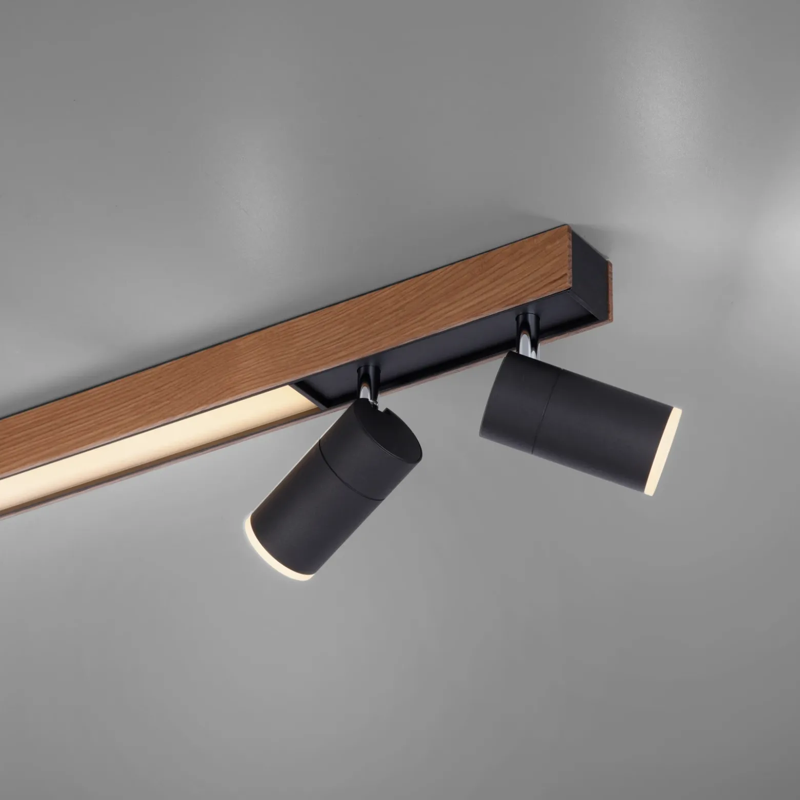 Lámpara LED de techo PURE Lines, 120 cm, negra, madera, control remoto