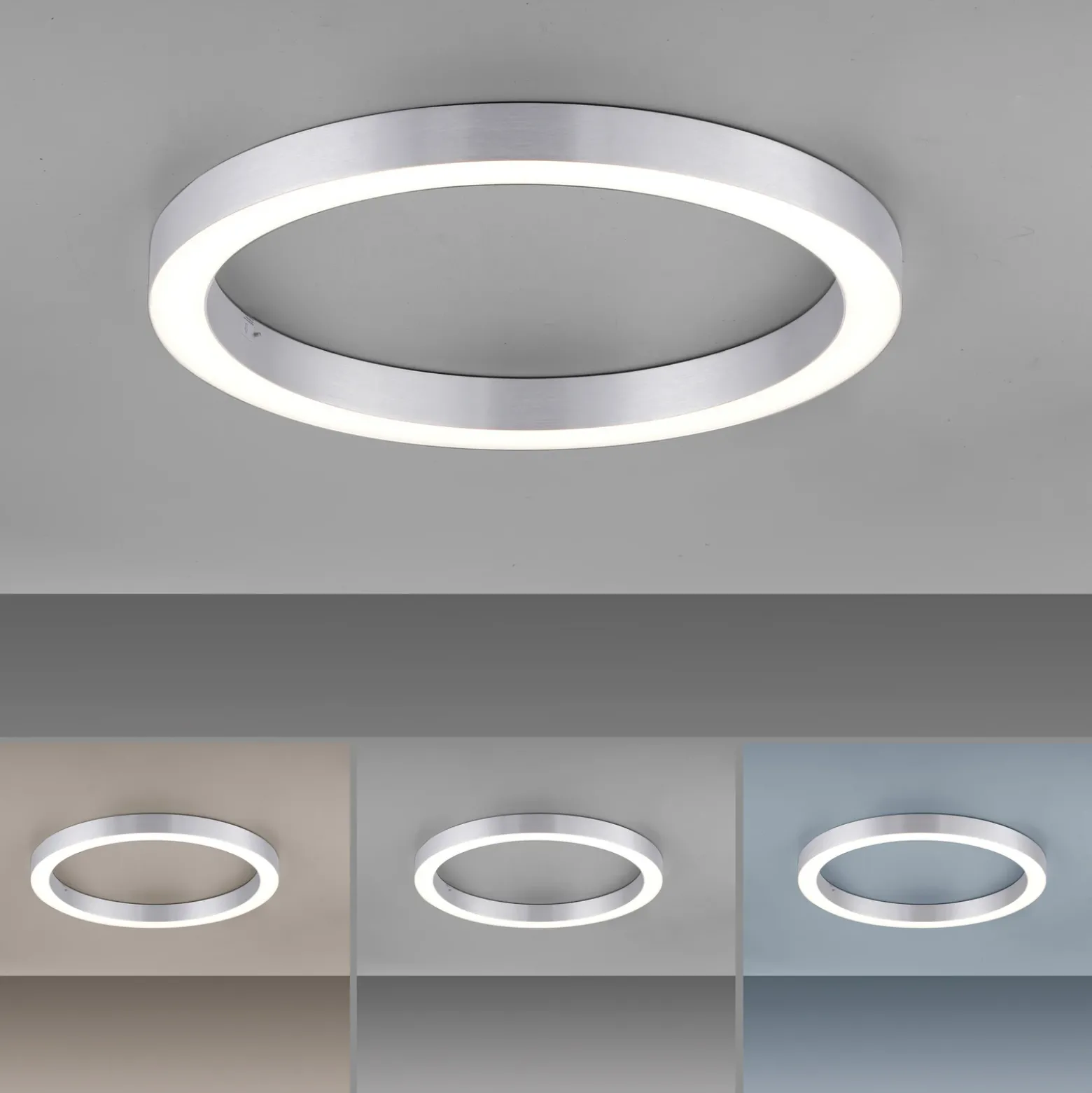 Lámpara LED de techo PURE Lines, Ø 50 cm, color plateado, CCT