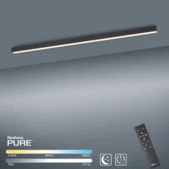 Lámpara LED de techo PURE Lines, 110 cm, antracita, CCT, control remoto