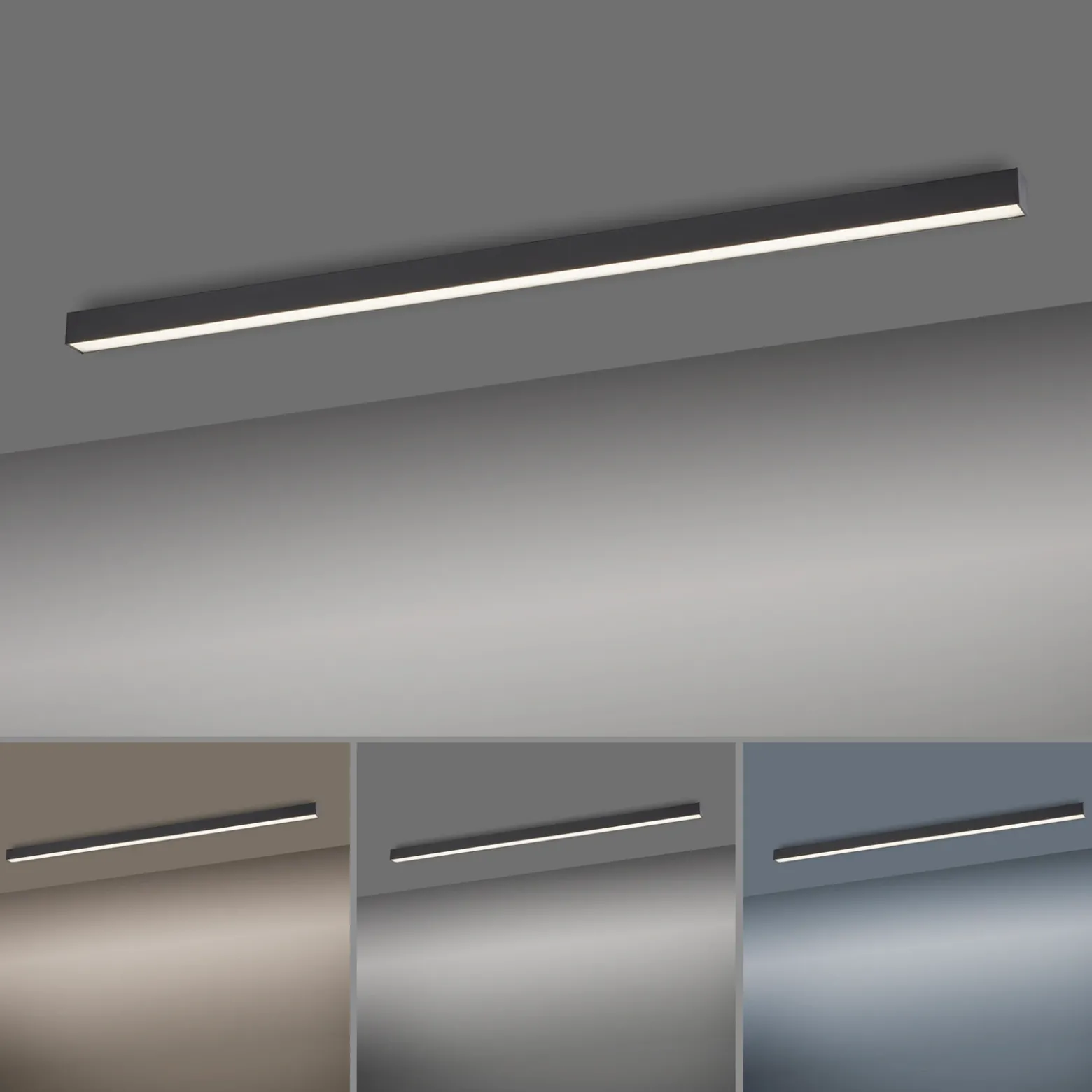 Lámpara LED de techo PURE Lines, 110 cm, antracita, CCT, control remoto